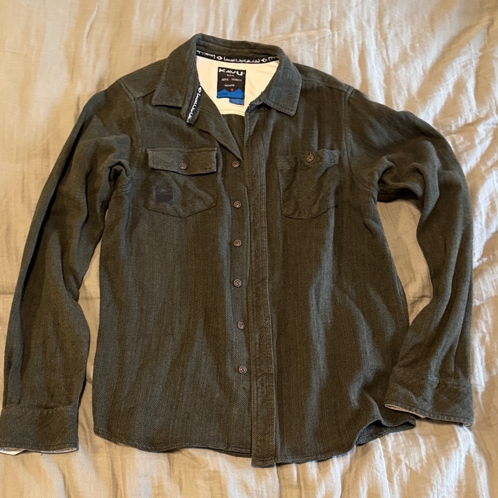 Kavu Dark Green Herringbone Shirt